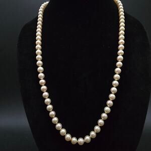 Faux Pearl Necklace with Sterling Silver Clasp Cream Off White 27 Inch